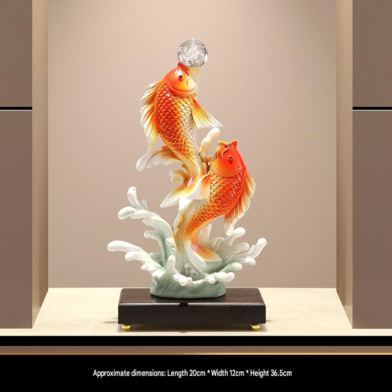 New Chinese Style Koi Fish Ornament, Wealth Attracting Figurine, Auspicious Decor for Living Room, Wine Cabinet & Office, Meaningful Gift