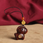 Sandalwood Zodiac Horse Wealth Car Keychain Bag Pendant