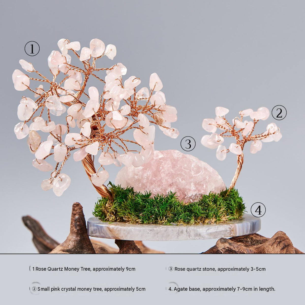 Natural Raw Crystal Tree Ornament with Crushed Crystal Chips, Premium Unique Money Tree in Mini Fish Tank, Crystal Energy Desktop Decor Gift for Home & Office