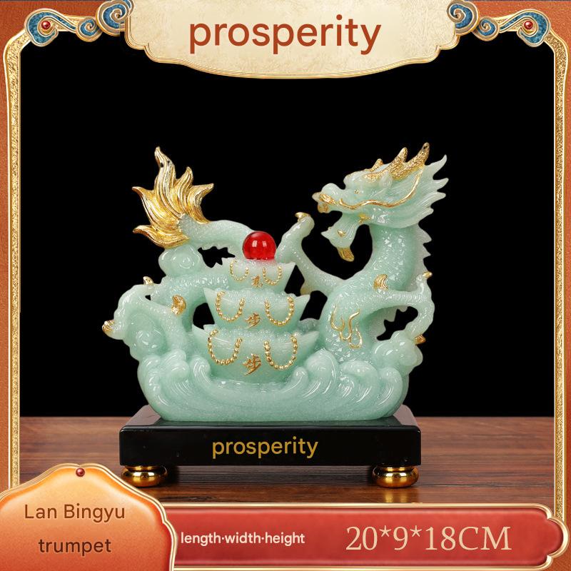 Zodiac Dragon Statue with Treasure Bowl, Wealth Attracting Dragon Figurine for Home Living Room Wine Cabinet Office Decor, Ideal Business Opening & Housewarming Gift