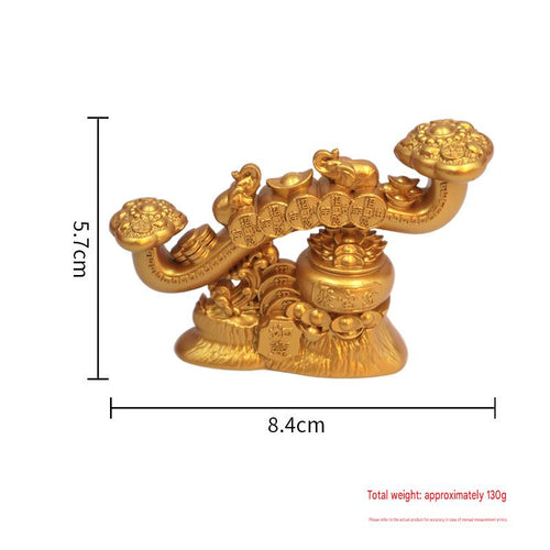 Blessing & Fortune Ruyi Ornament, Five Blessings Wealth Collecting Decor, Fu Lu Shou Xi Cai Figurine for Living Room, TV Stand & Entryway, Housewarming & Business Opening Gift