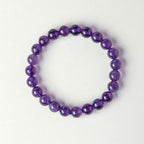 Natural Uruguay Amethyst Beaded Bracelet for Women & Men, Luxury Purple Crystal Jewelry