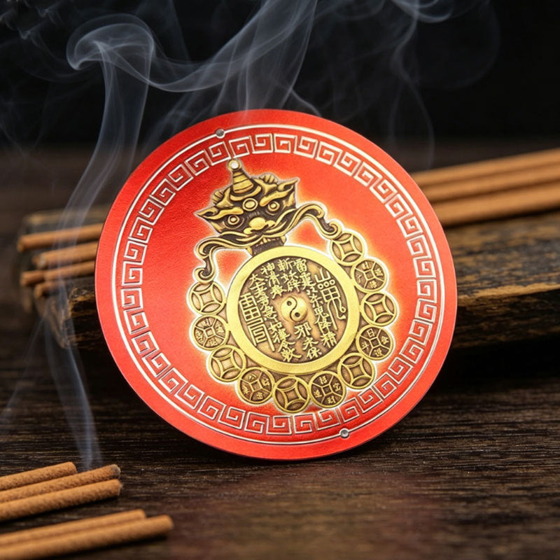 Household stickers: "Shi Gan Dang" (Stone Guardian), beast-head, "Mountain Ghost" coin, aluminum foil, Bagua, and "Mountain-Sea Town" (Shan-Hai-Zhen) designs—suitable for air conditioners and wardrobes.