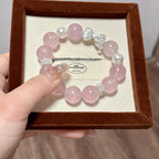 Natural Jelly Milky Rose Quartz & Freshwater Pearl Bracelet for Women Jewelry