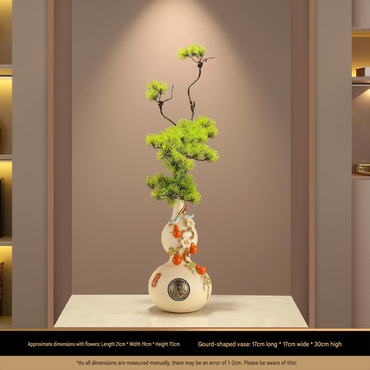 New Chinese Style Gourd Vase, Five Blessings Tall Slim Ornament, Premium Decor for Entryway, Living Room & Wall Niche, Housewarming Gift