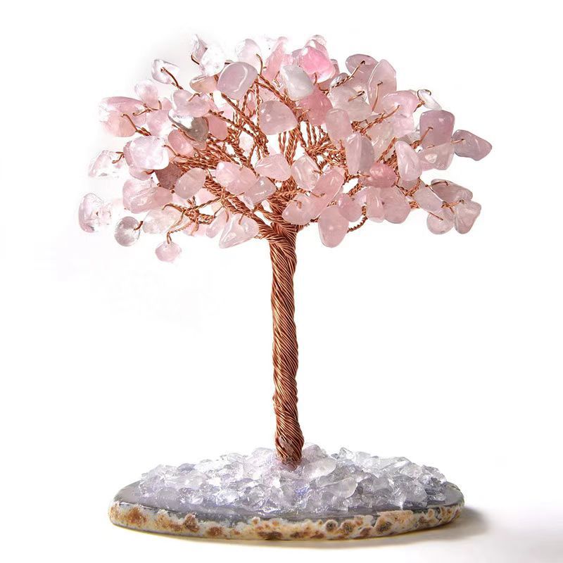 Natural Crystal Money Tree Ornament, Money Bag Wealth Tree Handcrafted Prosperity Decor, Premium Business Gift Desktop Ornament for Home & Office Good Fortune
