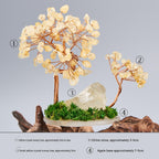 Natural Raw Crystal Tree Ornament with Crushed Crystal Chips, Premium Unique Money Tree in Mini Fish Tank, Crystal Energy Desktop Decor Gift for Home & Office