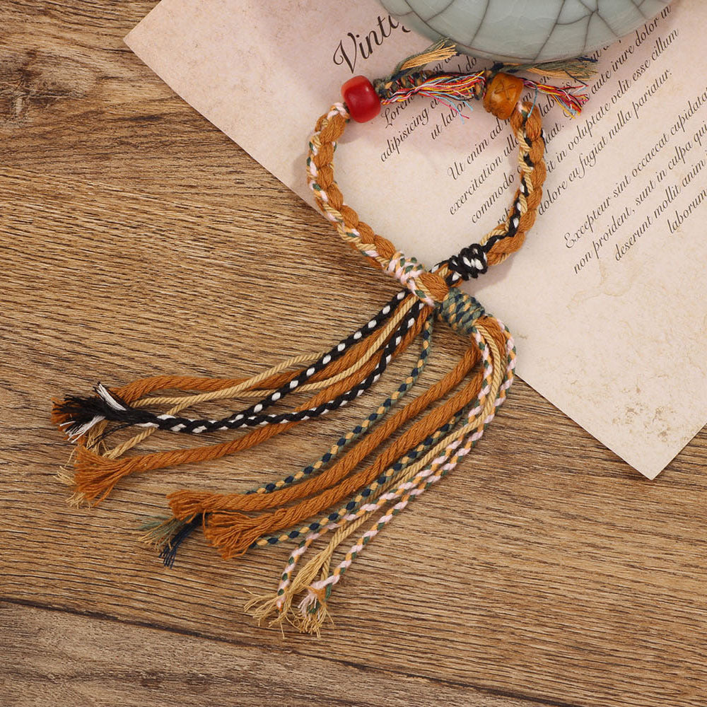 New Chinese Style Tassel Bracelet - Ethnic Tibetan Handwoven Rope | Guochao Ancient Style Accessory
