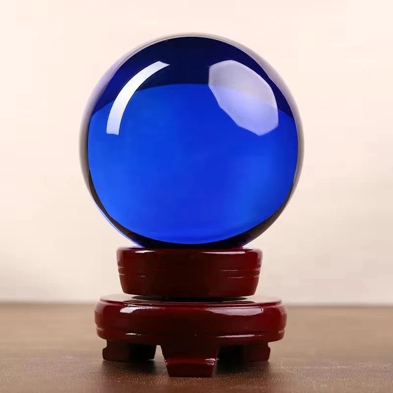 Multicolor Crystal Sphere Ornament with Base, Yellow Red Blue Green Pink Purple White Glass Crystal Ball Decor for Entryway Bedroom Living Room
