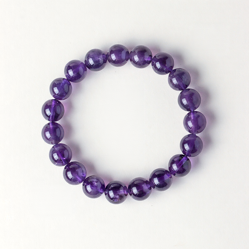 Natural Uruguay Amethyst Beaded Bracelet for Women & Men, Luxury Purple Crystal Jewelry