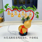 Natural Real Wu Lou Gourd Hand-Woven Money Tree Ornament, Handcrafted Prosperity Decor for Living Room Dining Room, Housewarming Business Opening Home Gift