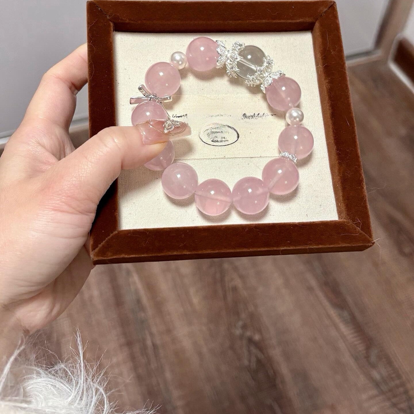 Natural Jelly Milky Rose Quartz & Freshwater Pearl Bracelet for Women Jewelry