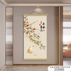 New Chinese Style Scroll Wall Hanging, Auspicious Entryway Tapestry Decor, Warm Home Corridor Wall Art for Front Door