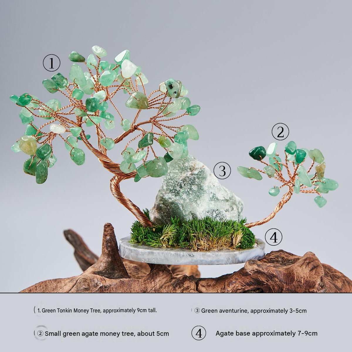 Natural Raw Crystal Tree Ornament with Crushed Crystal Chips, Premium Unique Money Tree in Mini Fish Tank, Crystal Energy Desktop Decor Gift for Home & Office