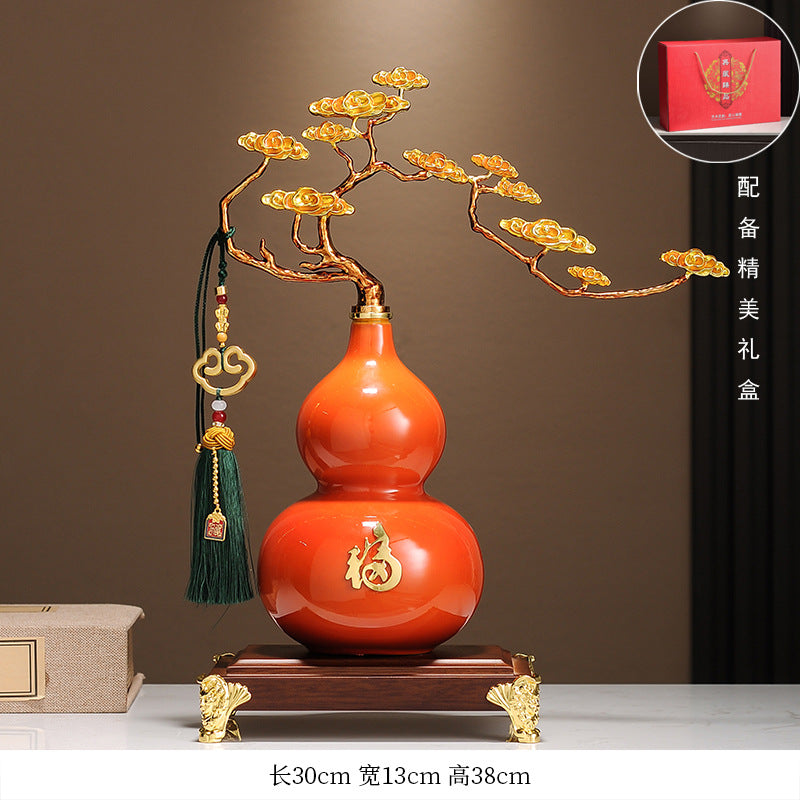 Magnolia Gourd Ornament, Luxury Chinese Style Decor, Hallway Cabinet Desktop Art Deco, Housewarming Gift