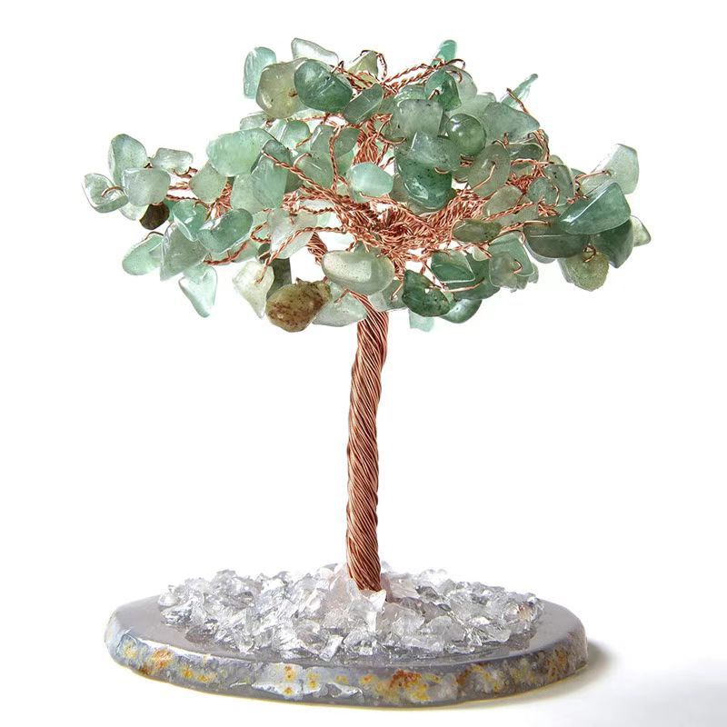 Natural Crystal Money Tree Ornament, Money Bag Wealth Tree Handcrafted Prosperity Decor, Premium Business Gift Desktop Ornament for Home & Office Good Fortune