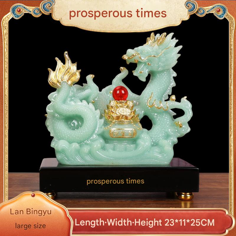 Zodiac Dragon Statue with Treasure Bowl, Wealth Attracting Dragon Figurine for Home Living Room Wine Cabinet Office Decor, Ideal Business Opening & Housewarming Gift