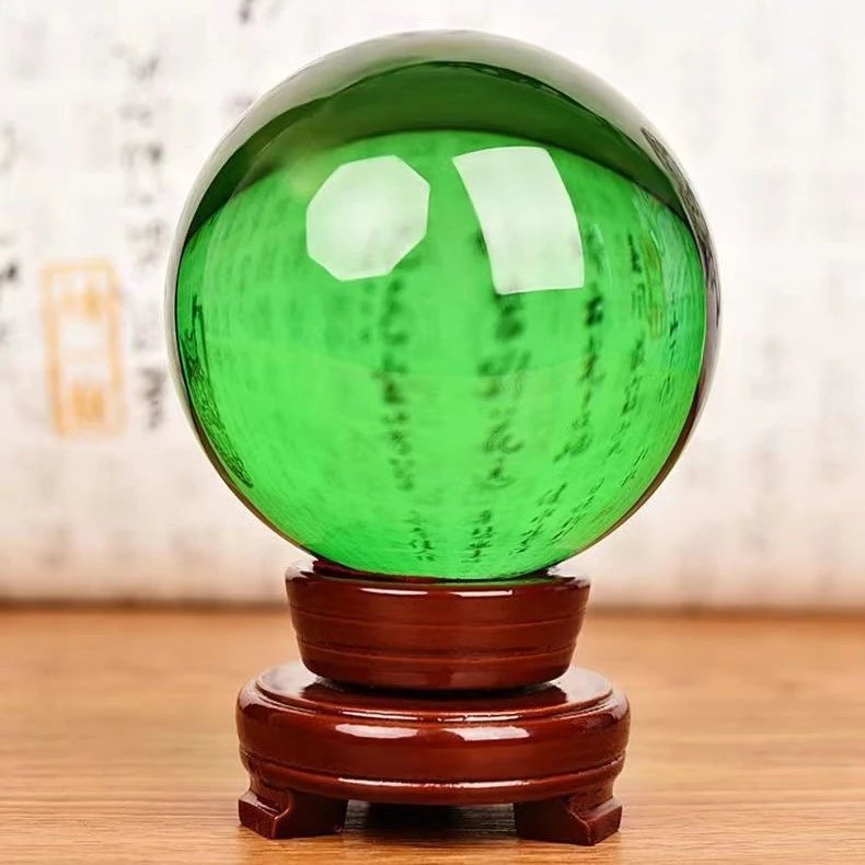 Multicolor Crystal Sphere Ornament with Base, Yellow Red Blue Green Pink Purple White Glass Crystal Ball Decor for Entryway Bedroom Living Room