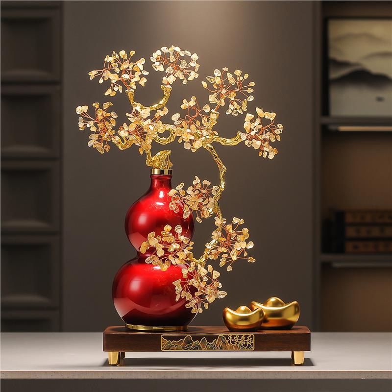 Premium Amethyst Money Tree Ornament, "Auspicious Blessing from the East" Purple Crystal Wealth Tree Decor for Living Room Entryway TV Cabinet, Housewarming Gift