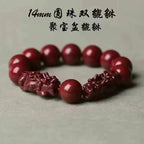 Genuine Natural Cinnabar Pi Xiu Bracelet, Luck-Turning Feng Shui Beaded Bracelet, Peace Prosperity Zodiac Birth Year Blessing Bracelet Gift for Men Women