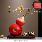 Magnolia Gourd Ornament, Luxury Chinese Style Decor, Hallway Cabinet Desktop Art Deco, Housewarming Gift