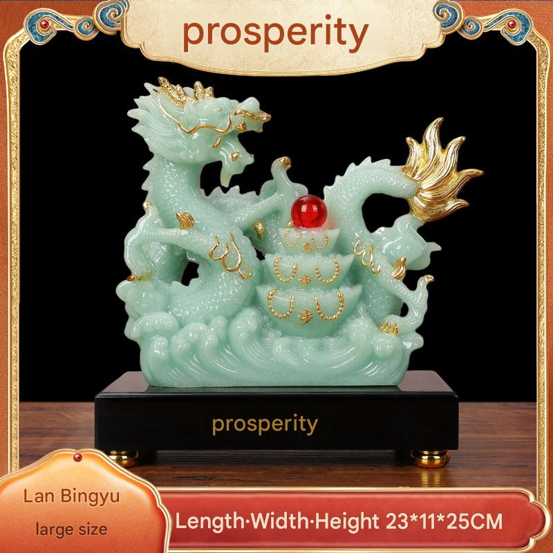 Zodiac Dragon Statue with Treasure Bowl, Wealth Attracting Dragon Figurine for Home Living Room Wine Cabinet Office Decor, Ideal Business Opening & Housewarming Gift