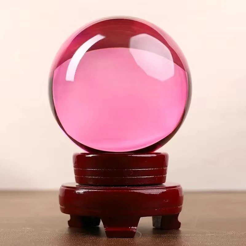 Multicolor Crystal Sphere Ornament with Base, Yellow Red Blue Green Pink Purple White Glass Crystal Ball Decor for Entryway Bedroom Living Room