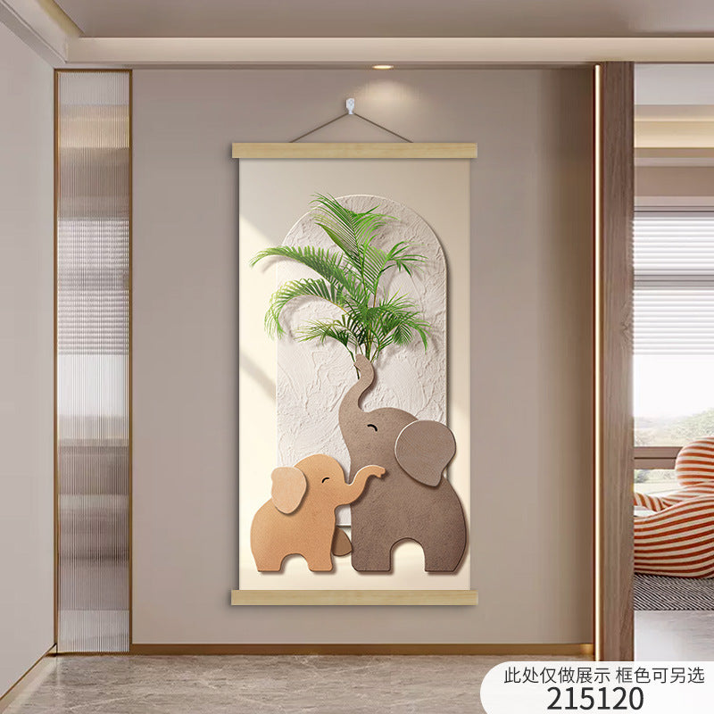 New Chinese Style Scroll Wall Hanging, Auspicious Entryway Tapestry Decor, Warm Home Corridor Wall Art for Front Door