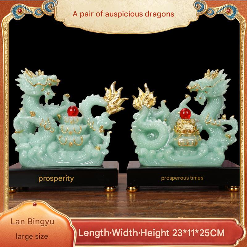 Zodiac Dragon Statue with Treasure Bowl, Wealth Attracting Dragon Figurine for Home Living Room Wine Cabinet Office Decor, Ideal Business Opening & Housewarming Gift
