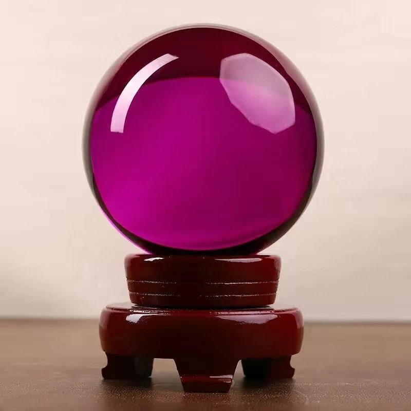 Multicolor Crystal Sphere Ornament with Base, Yellow Red Blue Green Pink Purple White Glass Crystal Ball Decor for Entryway Bedroom Living Room