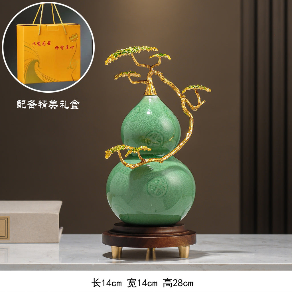 Magnolia Gourd Ornament, Luxury Chinese Style Decor, Hallway Cabinet Desktop Art Deco, Housewarming Gift