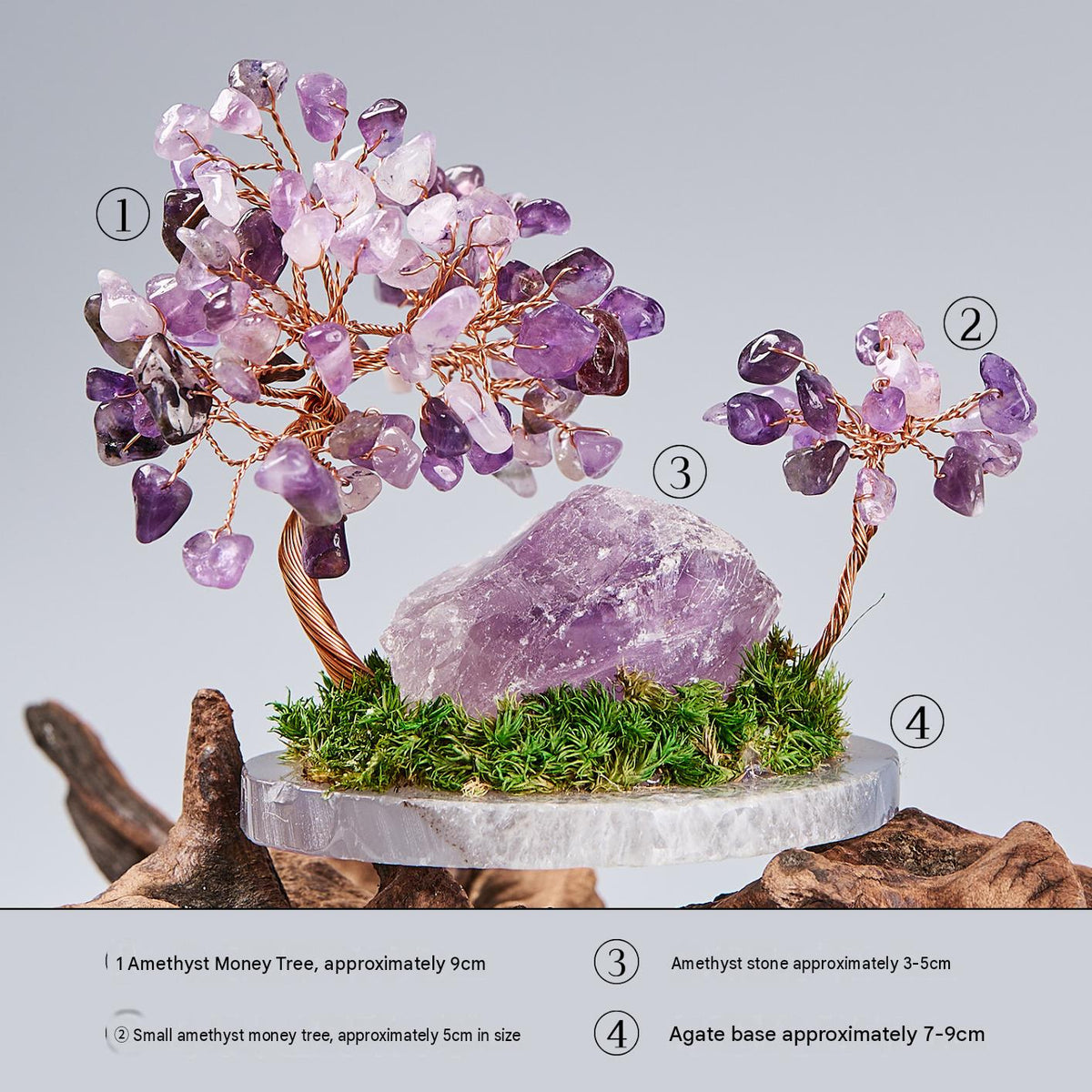Natural Raw Crystal Tree Ornament with Crushed Crystal Chips, Premium Unique Money Tree in Mini Fish Tank, Crystal Energy Desktop Decor Gift for Home & Office
