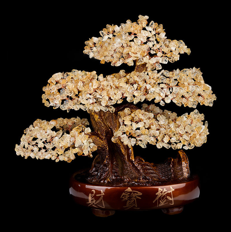 Natural Amethyst Money Tree, Hand Woven Feng Shui Ornament, Wealth & Luck Decor for Home Office, Gift for Business Opening & Fortune Blessing