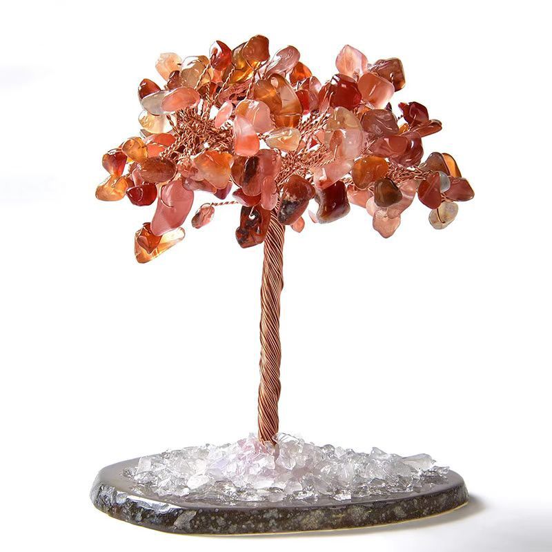 Natural Crystal Money Tree Ornament, Money Bag Wealth Tree Handcrafted Prosperity Decor, Premium Business Gift Desktop Ornament for Home & Office Good Fortune