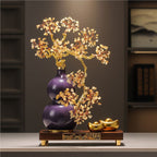 Premium Amethyst Money Tree Ornament, "Auspicious Blessing from the East" Purple Crystal Wealth Tree Decor for Living Room Entryway TV Cabinet, Housewarming Gift