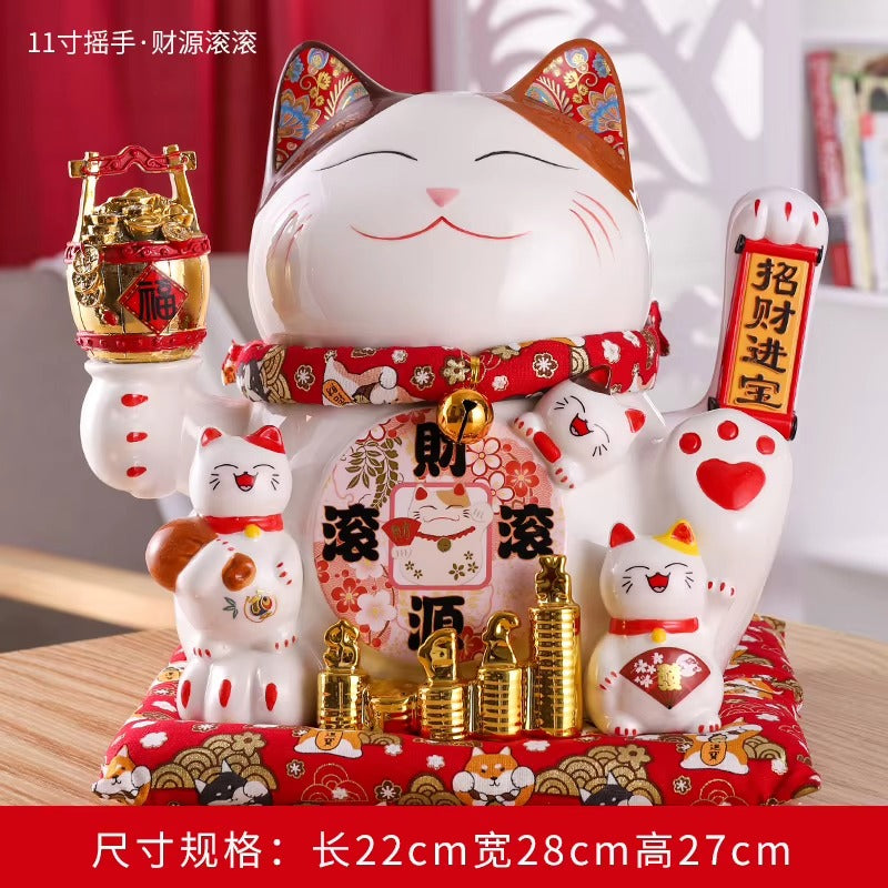 Lucky Cat Shaking Hand Ornaments Large Electric Cashier Home Store Opening Gift Ceramic Ornaments