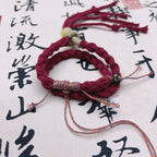 New Chinese Style Cinnabar Mountain Ghost Coin Double Wrap Bracelet Semi-Finished Handmade Rope