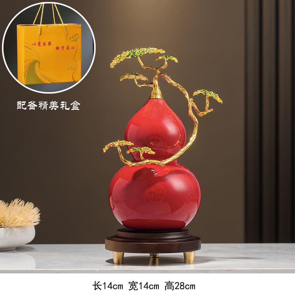 Magnolia Gourd Ornament, Luxury Chinese Style Decor, Hallway Cabinet Desktop Art Deco, Housewarming Gift