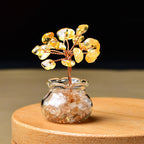 Premium Natural Crystal Tree Ornament, Raw Crystal & Crushed Chips Money Tree in Mini Aquarium, Unique Crystal Energy Desktop Gift