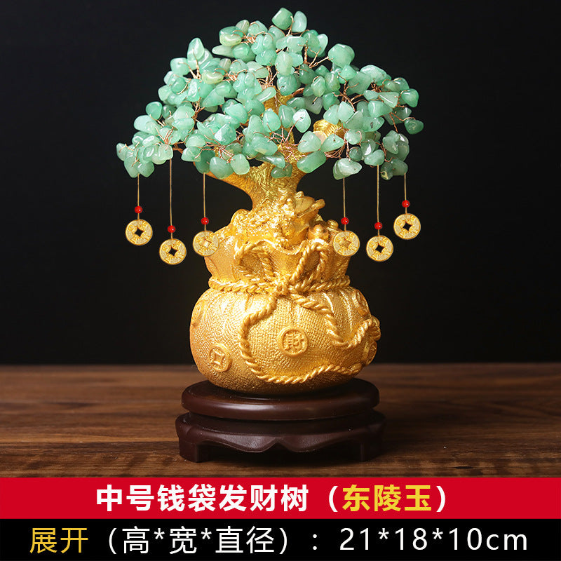 Natural Crystal Fortune Tree Money Bag Tree Money Tree Business Craft Gift Decoration