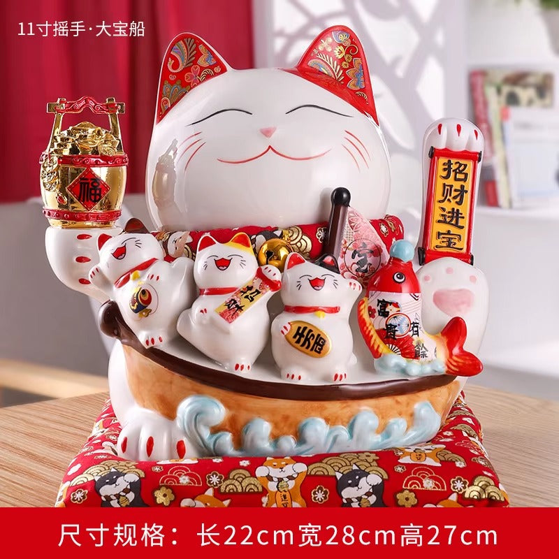 Lucky Cat Shaking Hand Ornaments Large Electric Cashier Home Store Opening Gift Ceramic Ornaments