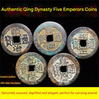 Genuine Pure Copper Five Emperor Coins, Loose Ancient Chinese Coins, Shunzhi Kangxi Yongzheng Qianlong Jiaqing Tongbao, Feng Shui Coins for Door Sill Decoration