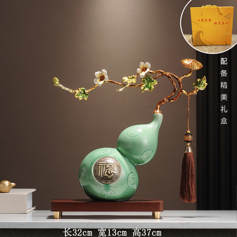 Magnolia Gourd Ornament, Luxury Chinese Style Decor, Hallway Cabinet Desktop Art Deco, Housewarming Gift