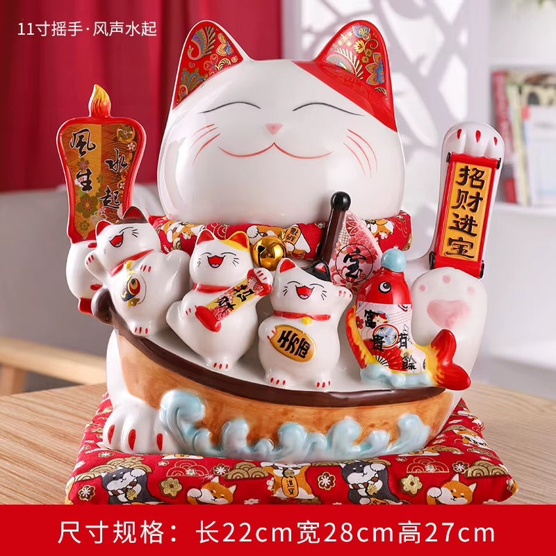 Lucky Cat Shaking Hand Ornaments Large Electric Cashier Home Store Opening Gift Ceramic Ornaments