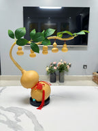 Natural Real Wu Lou Gourd Hand-Woven Money Tree Ornament, Handcrafted Prosperity Decor for Living Room Dining Room, Housewarming Business Opening Home Gift