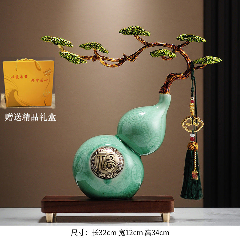 Magnolia Gourd Ornament, Luxury Chinese Style Decor, Hallway Cabinet Desktop Art Deco, Housewarming Gift