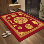 New Chinese Style Yellow Doormat, Wealth Attracting Feng Shui Floor Mat, Non-slip Entryway Rug for Front Door & Hallway Home Decor