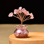 Premium Natural Crystal Tree Ornament, Raw Crystal & Crushed Chips Money Tree in Mini Aquarium, Unique Crystal Energy Desktop Gift