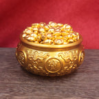 Brass Double Fish Treasure Basin Ornament, Eight Blessings Feng Shui Wealth Bowl with Gold Ingots, Entryway & Reception Desk Prosperity Decoration, Lucky Home Business Craft Gift