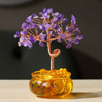 Natural Citrine Money Tree Glass Ingot Treasure Bowl Crystal Tree Desktop Ornament